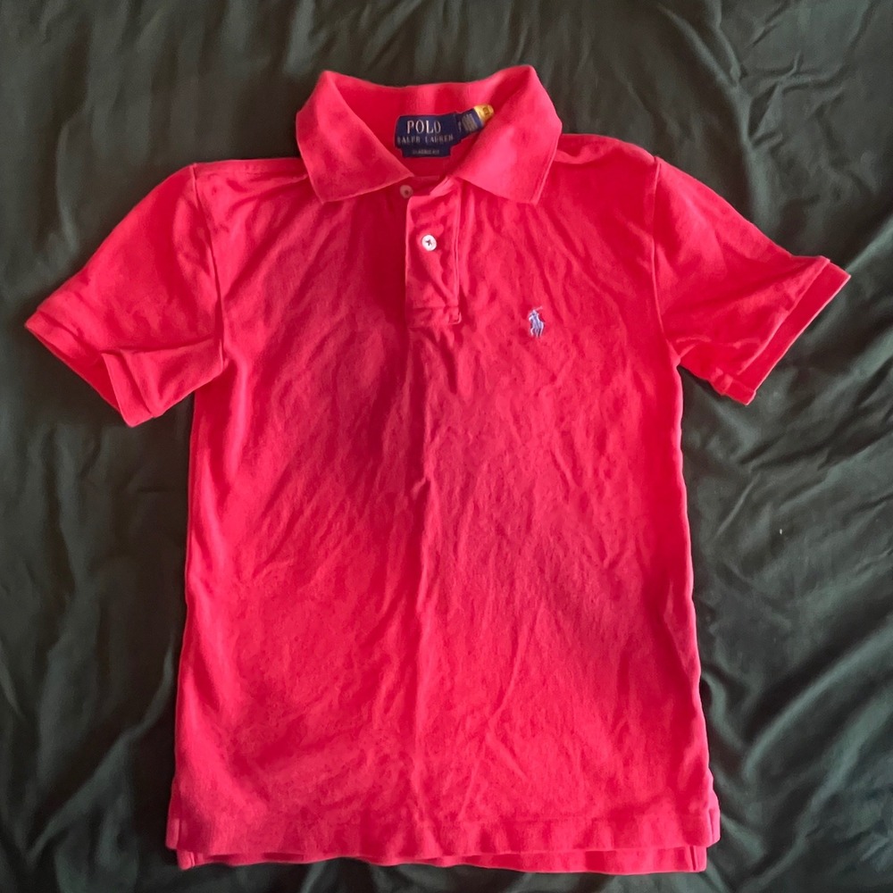 Polo Ralph Lauren Boys Classic Fit Coral Pink Pique‎ Polo Shirt Size S